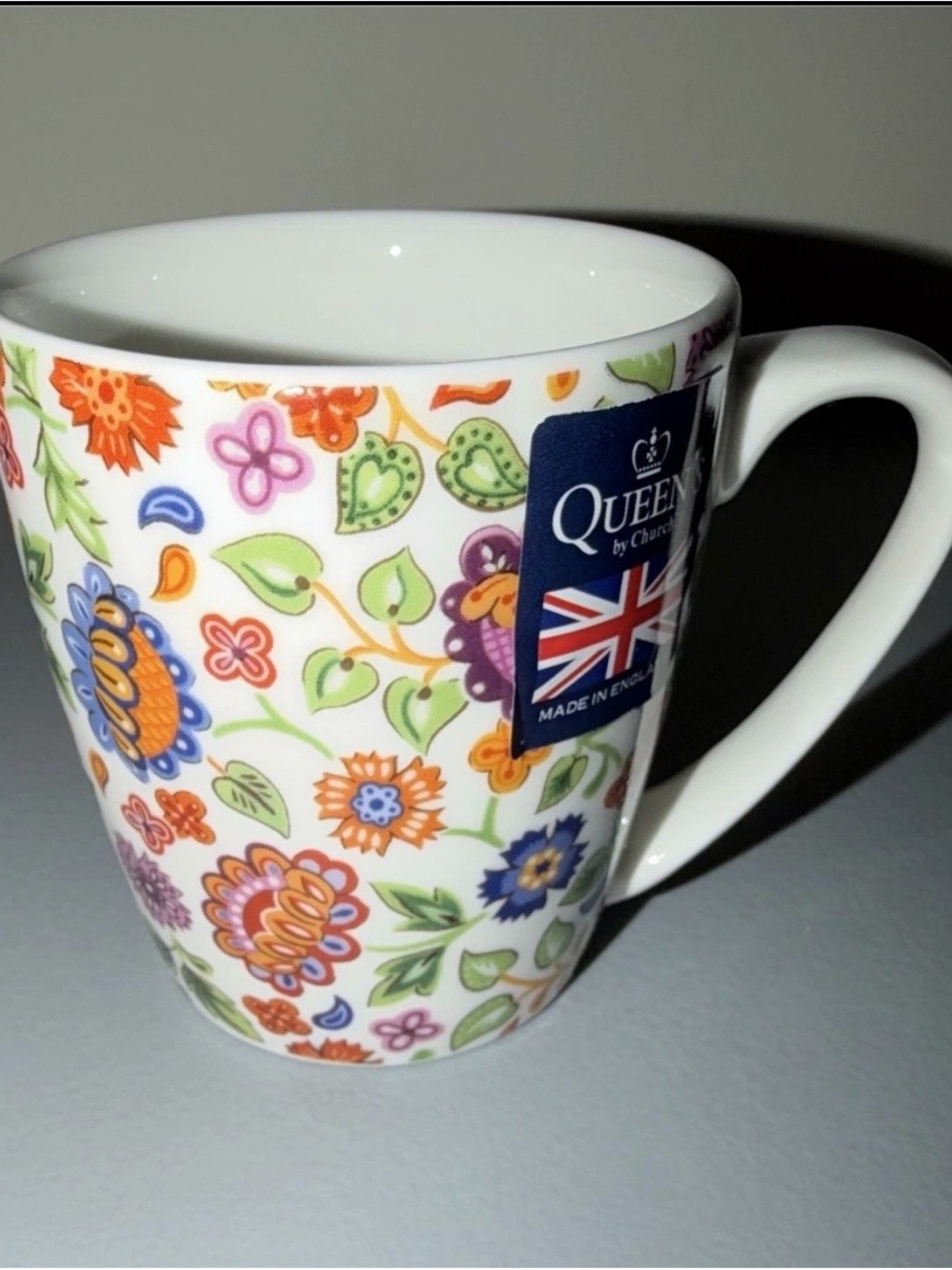 Queen’s Floral Bone China Mug — Multicolor